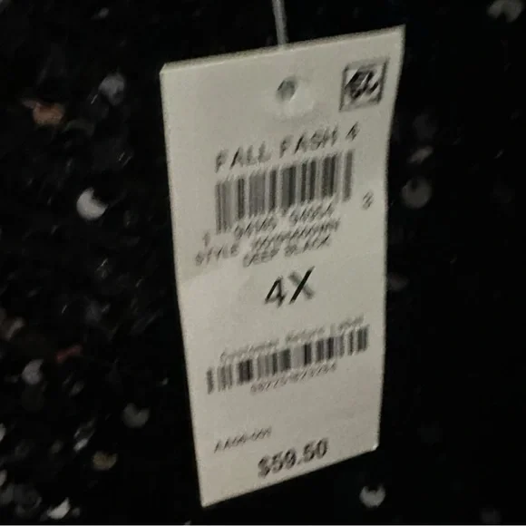 NWT Women’s Black Sequin Scoop Neck Top - Picture 5 of 6